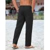 imageCOOFANDY Mens Cotton Linen Pants Casual Drawstring Summer Beach Pants Lightweight Linen Dress TrousersBlack