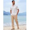 imageCOOFANDY Mens Cotton Linen Pants Casual Drawstring Summer Beach Pants Lightweight Linen Dress TrousersDark Khaki