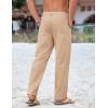 imageCOOFANDY Mens Cotton Linen Pants Casual Drawstring Summer Beach Pants Lightweight Linen Dress TrousersDark Khaki