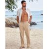 imageCOOFANDY Mens Cotton Linen Pants Casual Drawstring Summer Beach Pants Lightweight Linen Dress TrousersDark Khaki
