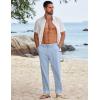 imageCOOFANDY Mens Cotton Linen Pants Casual Drawstring Summer Beach Pants Lightweight Linen Dress TrousersLight Blue