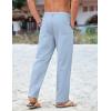 imageCOOFANDY Mens Cotton Linen Pants Casual Drawstring Summer Beach Pants Lightweight Linen Dress TrousersLight Blue