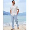 imageCOOFANDY Mens Cotton Linen Pants Casual Drawstring Summer Beach Pants Lightweight Linen Dress TrousersLight Blue