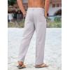 imageCOOFANDY Mens Cotton Linen Pants Casual Drawstring Summer Beach Pants Lightweight Linen Dress TrousersLight Grey