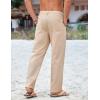 imageCOOFANDY Mens Cotton Linen Pants Casual Drawstring Summer Beach Pants Lightweight Linen Dress TrousersLight Khaki