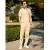 imageCOOFANDY Mens Cotton Linen Pants Casual Drawstring Summer Beach Pants Lightweight Linen Dress TrousersLight Khaki