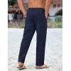 imageCOOFANDY Mens Cotton Linen Pants Casual Drawstring Summer Beach Pants Lightweight Linen Dress TrousersNavy Blue