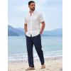 imageCOOFANDY Mens Cotton Linen Pants Casual Drawstring Summer Beach Pants Lightweight Linen Dress TrousersNavy Blue