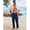 imageCOOFANDY Mens Cotton Linen Pants Casual Drawstring Summer Beach Pants Lightweight Linen Dress TrousersNavy Blue