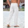 imageCOOFANDY Mens Cotton Linen Pants Casual Drawstring Summer Beach Pants Lightweight Linen Dress TrousersWhite