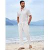 imageCOOFANDY Mens Cotton Linen Pants Casual Drawstring Summer Beach Pants Lightweight Linen Dress TrousersWhite