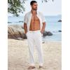 imageCOOFANDY Mens Cotton Linen Pants Casual Drawstring Summer Beach Pants Lightweight Linen Dress TrousersWhite