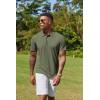 imageCOOFANDY Mens Cotton Polo Shirt Short Sleeve Golf Shirts 3 Buttons Casual Work T ShirtsArmy Green