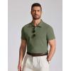 imageCOOFANDY Mens Cotton Polo Shirt Short Sleeve Golf Shirts 3 Buttons Casual Work T ShirtsArmy Green