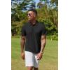 imageCOOFANDY Mens Cotton Polo Shirt Short Sleeve Golf Shirts 3 Buttons Casual Work T ShirtsBlack