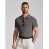 imageCOOFANDY Mens Cotton Polo Shirt Short Sleeve Golf Shirts 3 Buttons Casual Work T ShirtsDark Grey