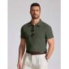 imageCOOFANDY Mens Cotton Polo Shirt Short Sleeve Golf Shirts 3 Buttons Casual Work T ShirtsDeep Green