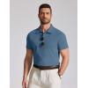 imageCOOFANDY Mens Cotton Polo Shirt Short Sleeve Golf Shirts 3 Buttons Casual Work T ShirtsGrayish Blue