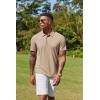 imageCOOFANDY Mens Cotton Polo Shirt Short Sleeve Golf Shirts 3 Buttons Casual Work T ShirtsKhaki