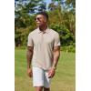imageCOOFANDY Mens Cotton Polo Shirt Short Sleeve Golf Shirts 3 Buttons Casual Work T ShirtsLight Khaki