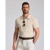 imageCOOFANDY Mens Cotton Polo Shirt Short Sleeve Golf Shirts 3 Buttons Casual Work T ShirtsLight Khaki