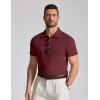 imageCOOFANDY Mens Cotton Polo Shirt Short Sleeve Golf Shirts 3 Buttons Casual Work T ShirtsMaroon