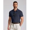 imageCOOFANDY Mens Cotton Polo Shirt Short Sleeve Golf Shirts 3 Buttons Casual Work T ShirtsMidnight Blue