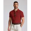 imageCOOFANDY Mens Cotton Polo Shirt Short Sleeve Golf Shirts 3 Buttons Casual Work T ShirtsRed