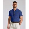 imageCOOFANDY Mens Cotton Polo Shirt Short Sleeve Golf Shirts 3 Buttons Casual Work T ShirtsRoyal Azure Blue