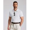 imageCOOFANDY Mens Cotton Polo Shirt Short Sleeve Golf Shirts 3 Buttons Casual Work T ShirtsWhite