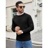 imageCOOFANDY Mens Crewneck Sweater Casual Dress Pullover Sweaters Slim Fit Lightweight Long Sleeve Raglan SweatersBlack