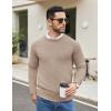 imageCOOFANDY Mens Crewneck Sweater Casual Dress Pullover Sweaters Slim Fit Lightweight Long Sleeve Raglan SweatersLight Coffee