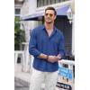 imageCOOFANDY Mens Cuban Guayabera Shirt Casual Button Down Shirts Long Sleeve Summer Beach ShirtsBrilliant Blue