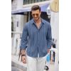 imageCOOFANDY Mens Cuban Guayabera Shirt Casual Button Down Shirts Long Sleeve Summer Beach ShirtsGray Blue