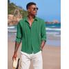 imageCOOFANDY Mens Cuban Guayabera Shirt Casual Button Down Shirts Long Sleeve Summer Beach ShirtsOasis Green