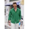 imageCOOFANDY Mens Cuban Guayabera Shirt Casual Button Down Shirts Long Sleeve Summer Beach ShirtsOasis Green