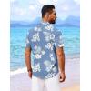 imageCOOFANDY Mens Hawaiian Shirt Short Sleeve Button Down Shirts Tropical Floral Summer Beach ShirtsBlue  White Flower