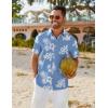 imageCOOFANDY Mens Hawaiian Shirt Short Sleeve Button Down Shirts Tropical Floral Summer Beach ShirtsBlue  White Flower