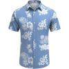 imageCOOFANDY Mens Hawaiian Shirt Short Sleeve Button Down Shirts Tropical Floral Summer Beach ShirtsBlue  White Flower