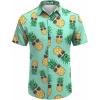 imageCOOFANDY Mens Hawaiian Shirt Short Sleeve Button Down Shirts Tropical Floral Summer Beach ShirtsGreen  Pineapple