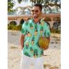 imageCOOFANDY Mens Hawaiian Shirt Short Sleeve Button Down Shirts Tropical Floral Summer Beach ShirtsGreen  Pineapple