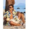 imageCOOFANDY Mens Hawaiian Shirt Short Sleeve Button Down Shirts Tropical Floral Summer Beach ShirtsYellow  Palm Leaf