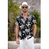 imageCOOFANDY Mens Hawaiian Shirt Short Sleeve Floral Button Down Shirts Tropical Summer Beach Shirts Camp Collar ShirtBlackwhite Flower