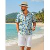 imageCOOFANDY Mens Hawaiian Shirt Short Sleeve Floral Button Down Shirts Tropical Summer Beach Shirts Camp Collar ShirtBlue Frangipani
