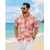 imageCOOFANDY Mens Hawaiian Shirt Short Sleeve Floral Button Down Shirts Tropical Summer Beach Shirts Camp Collar ShirtPink Coconut Tree  Sea