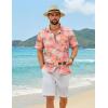 imageCOOFANDY Mens Hawaiian Shirt Short Sleeve Floral Button Down Shirts Tropical Summer Beach Shirts Camp Collar ShirtPink Coconut Tree  Sea