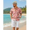 imageCOOFANDY Mens Hawaiian Shirt Short Sleeve Floral Button Down Shirts Tropical Summer Beach Shirts Camp Collar ShirtPink Coconut Tree  Sea