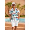imageCOOFANDY Mens Hawaiian Shirt Short Sleeve Floral Button Down Shirts Tropical Summer Beach Shirts Camp Collar ShirtWhite Coconut Tree