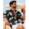 imageCOOFANDY Mens Hawaiian Shirts Short Sleeve Button Down Aloha Shirts Summer Vacation Beach ShirtsBlackpalm Leaf