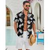 imageCOOFANDY Mens Hawaiian Shirts Short Sleeve Button Down Aloha Shirts Summer Vacation Beach ShirtsBlackpalm Leaf